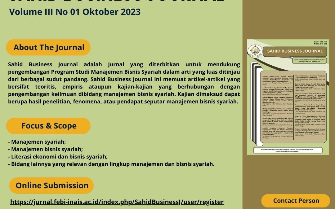 CALL FOR PAPER SAHID BUSINESS JOURNAL